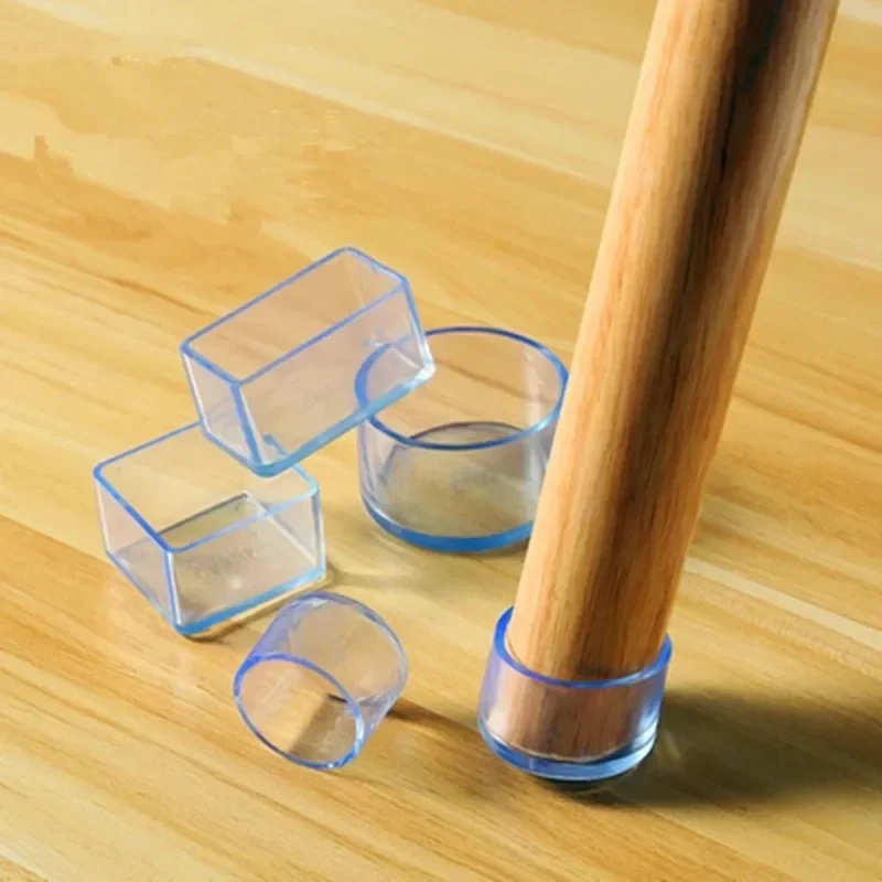 16/8/4PCS Silicone Chair Leg Pad Round Square Furniture Leg Table End Plug PVC Silent Anti-slip Floor Protection
