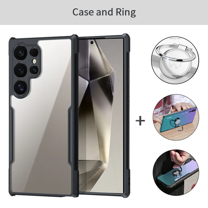 Xundd 케이스 삼성 갤럭시 S24 S25 S26 울트라 S23 S22 S21 노트 20 울트라 S24 플러스 케이스, 에어백 충격 방지 쉘, 후면 투명 커버