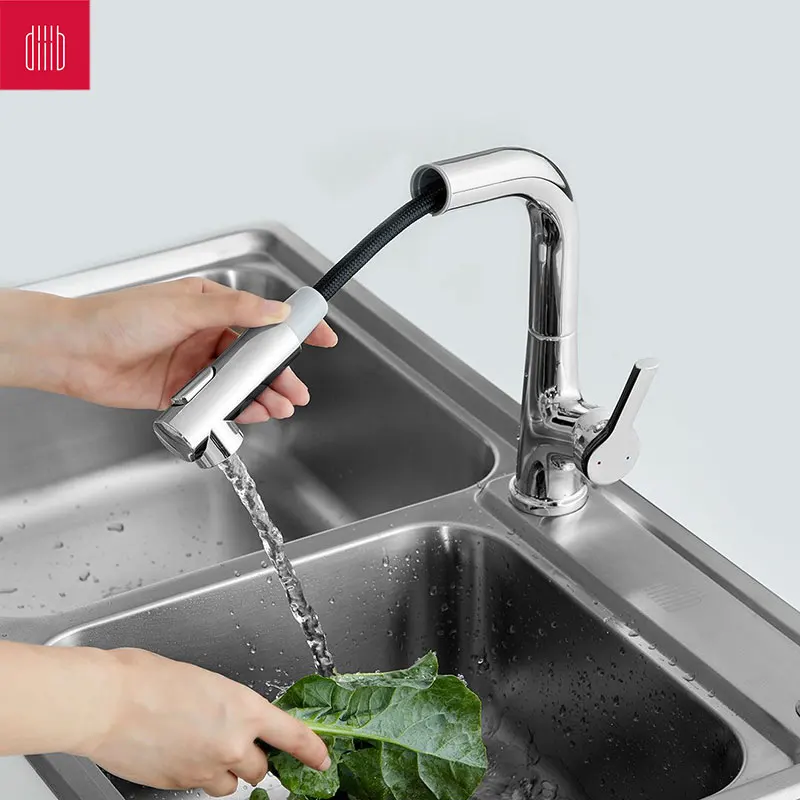 

Diiib Zinc Alloy Kitchen Faucet Single Hole Pull Out Spout Kitchen Sink Faucet Mixer Hot and Cold Water Tool-free Installation
