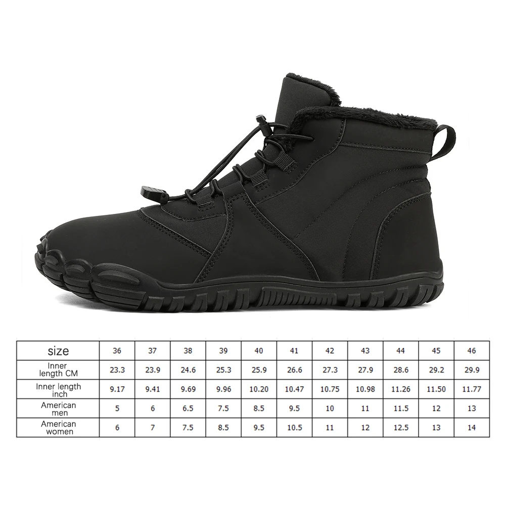 Winter Snow Boots Barefoot Hiking Shoes Waterproof Cold-Proof Trekking Shoes Lightweight Warm Lined Booties for Men Women 6