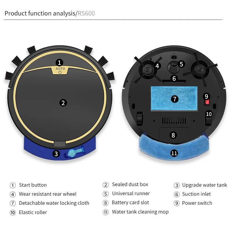 Vacuum Cleaner Robot Smart 2800PA Remote Control Wireless Auto Cleaning Machine Floor Sweeping Wet Dry Vacuum Cleaner  For Home 5
