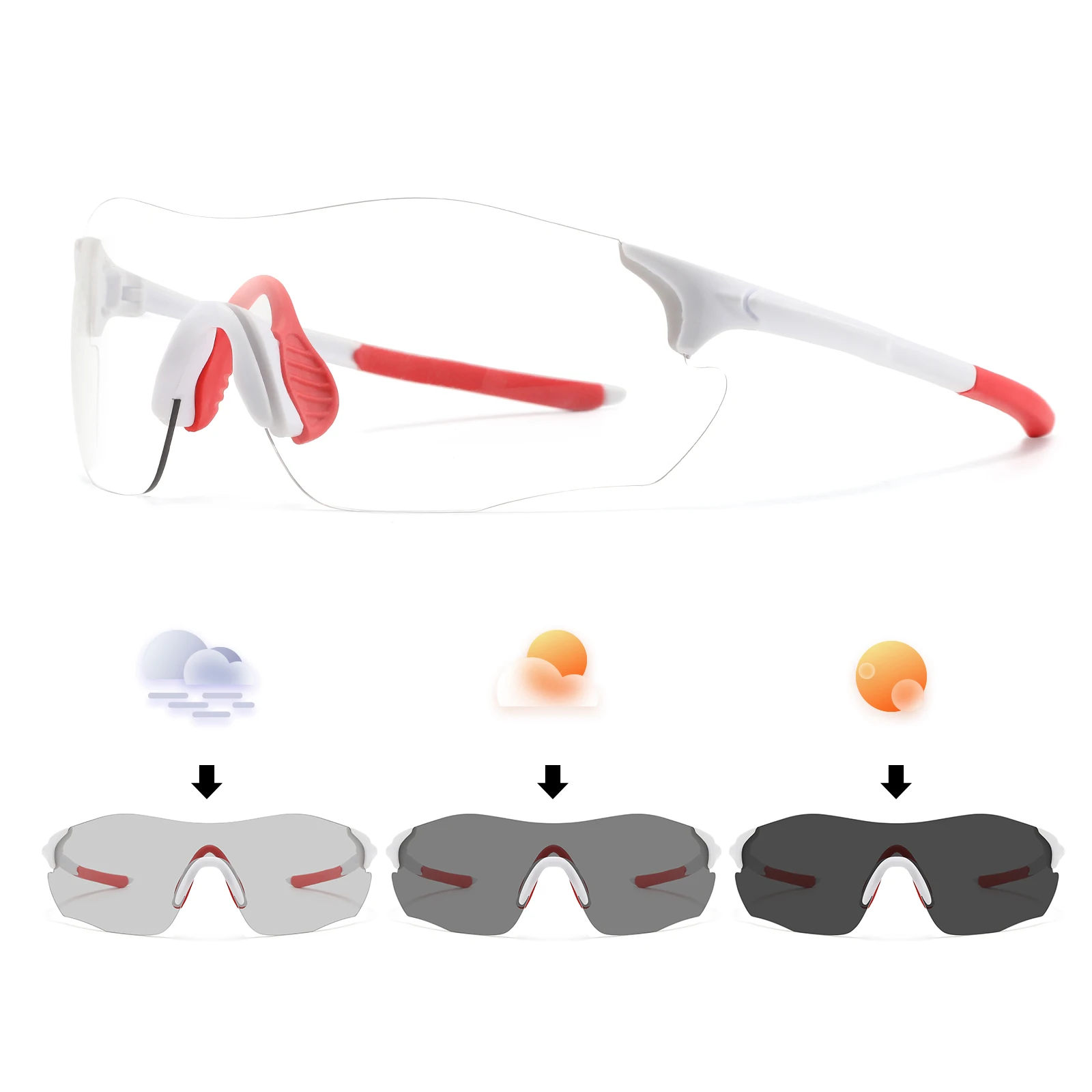Ultraleichte photochrome Sport-Sonnenbrille, nahtlos, rahmenlos, 23 g, Komfort für Radfahren, Bergreisen, UV400, Abenteuerbrillen – Detail 7