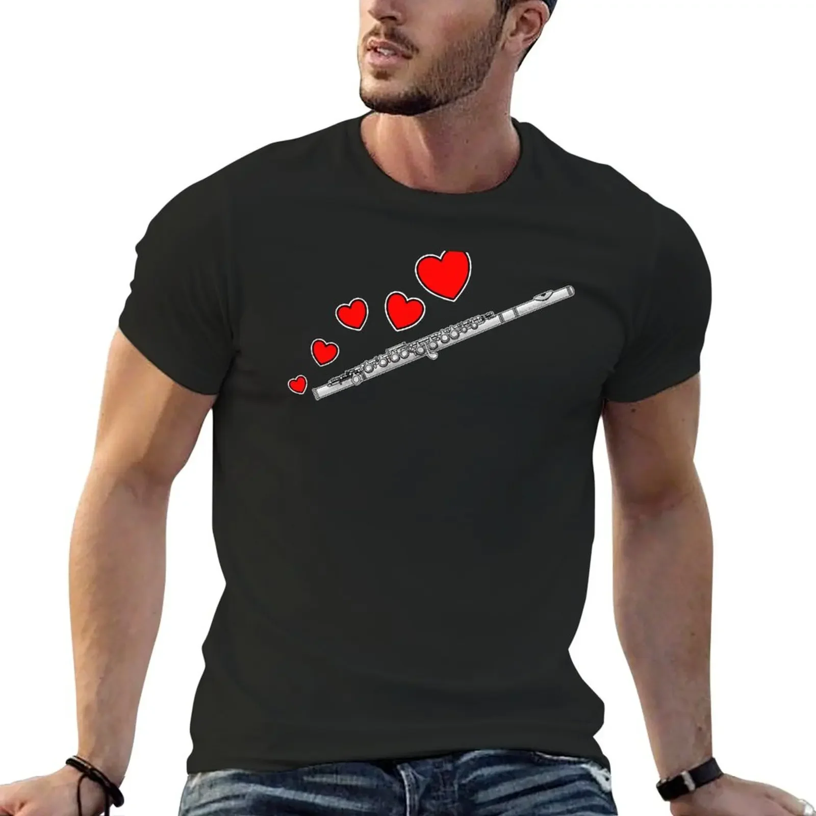 

Valentines Day Flute Player Flutist Anniversary Wedding Musician T-shirt quick drying anime anime clothes Men's t-shirt