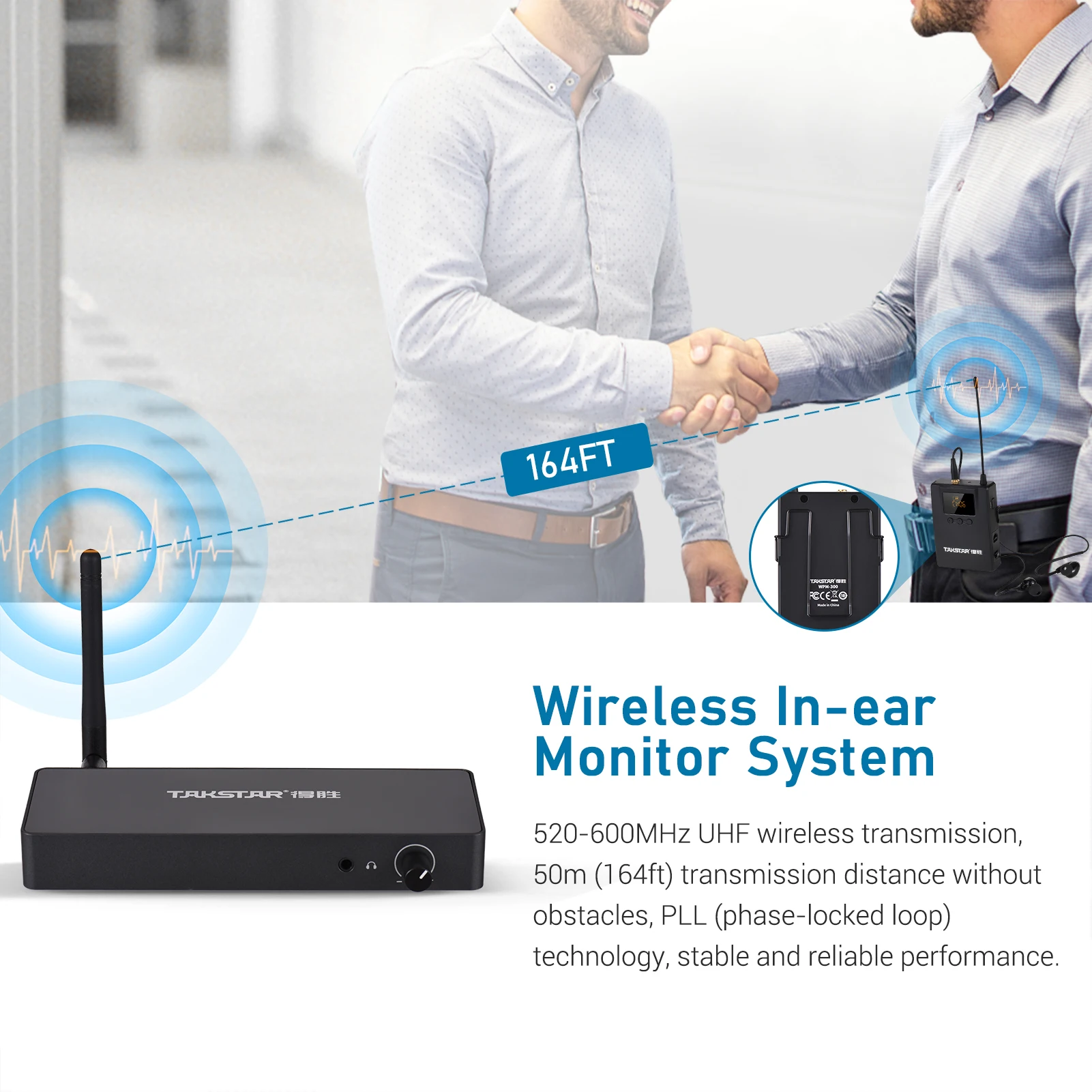 TAKSTAR WPM-300 Wireless Monitoring System with In-ear Earphone UHF Audio Transmitter Bodypack Receiver