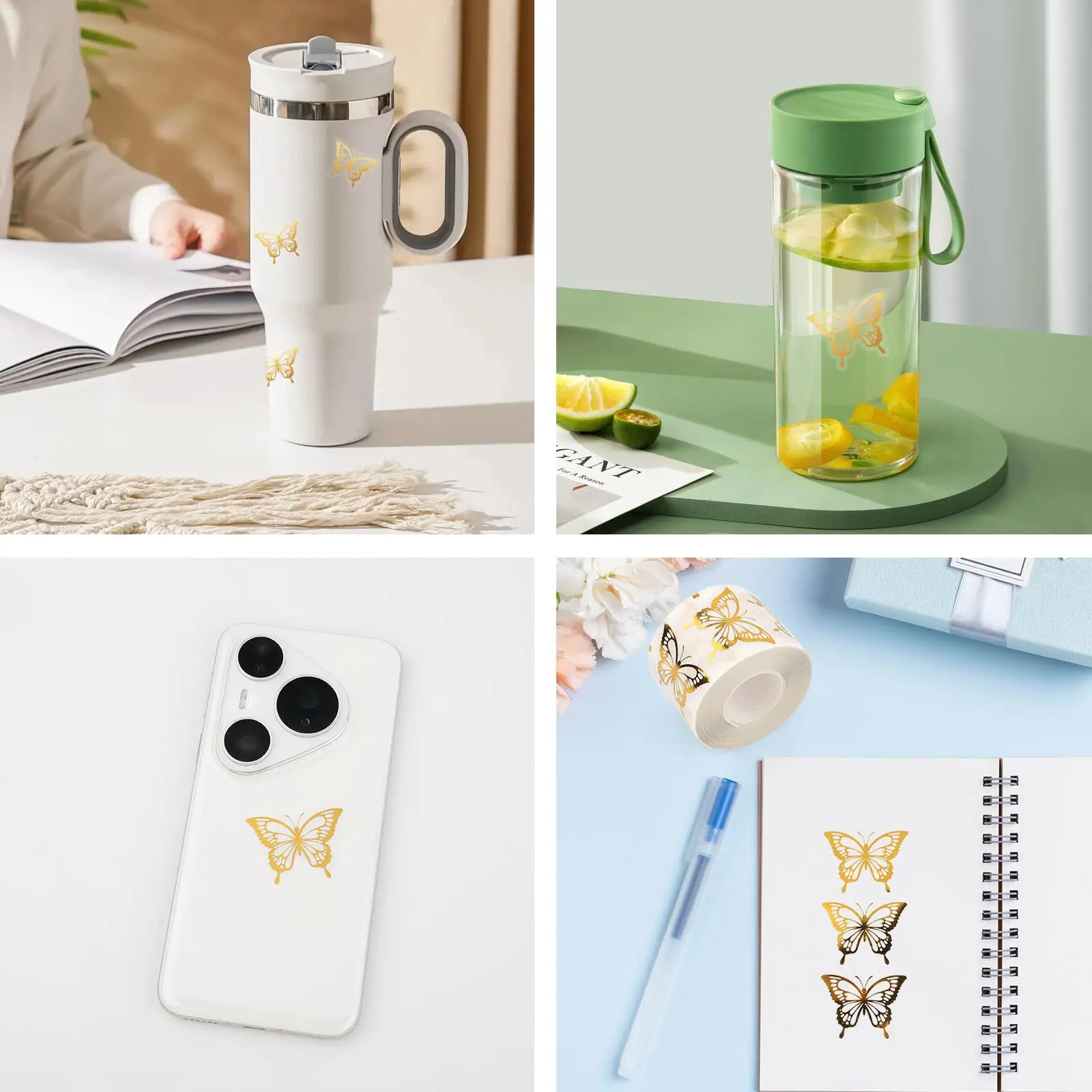500Pcs 골드 나비 스티커, 골드 호일 봉투 씰 스티커, 결혼식 초대장용 봄 나비 라벨 스티커, 1 인치