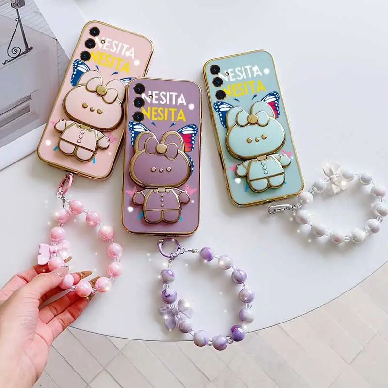 3-Piece Set: Dancing Butterfly Phone Case, Lanyard & Rabbit Stand