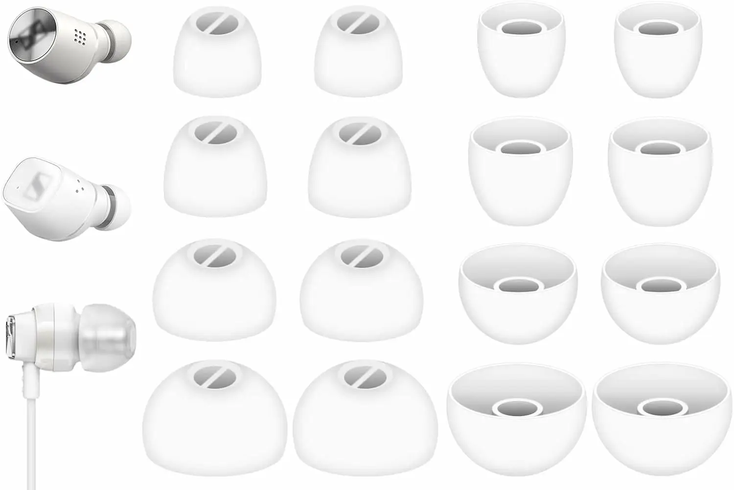 8 Pcs For Sennheiser CX Plus/Momentum 2/CX 300S Ear Tips, XS/S/M/L 4 Size Replacement Soft Flexible Silicone Eartips Earbuds