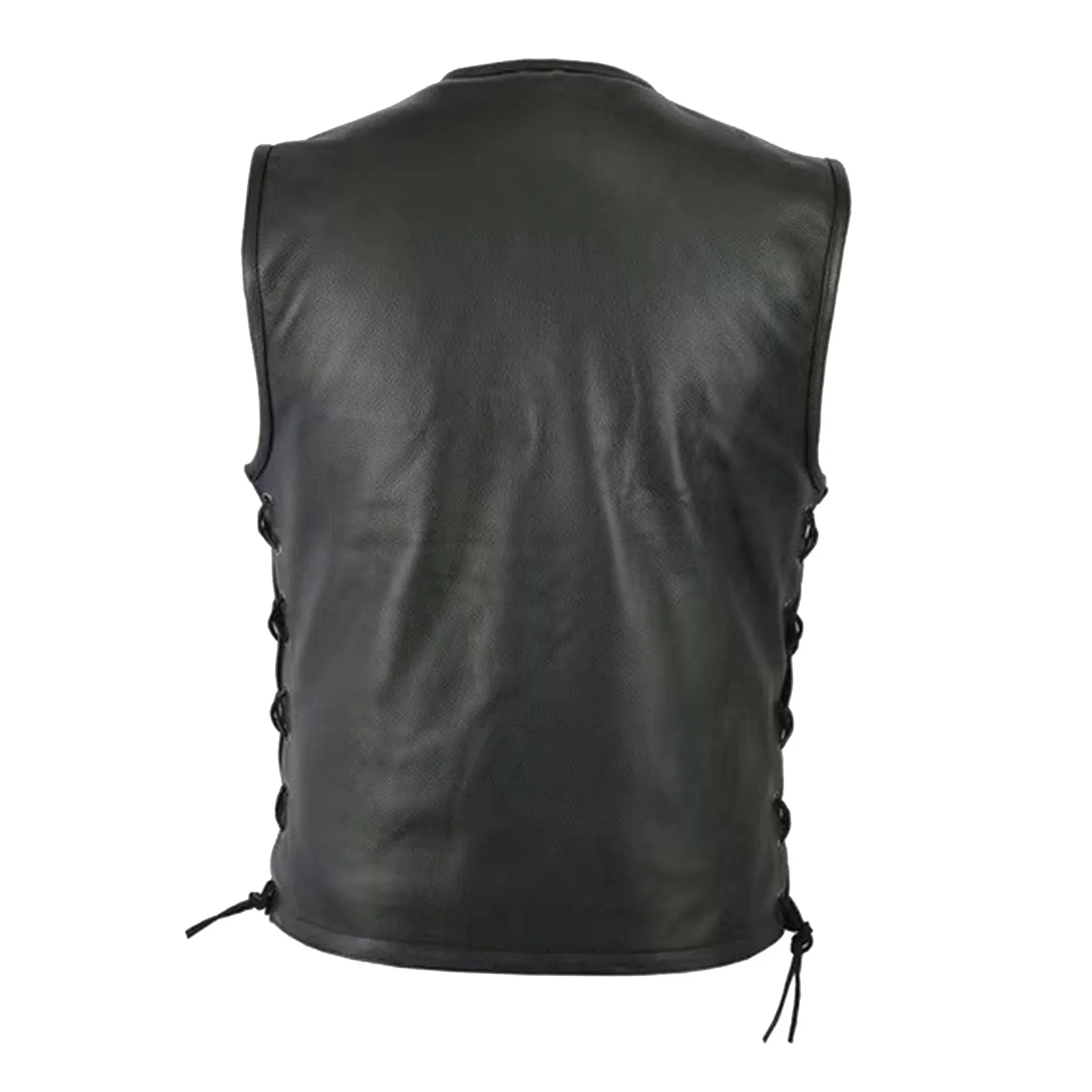 Sleeveless Vest Men Solid Color Leather Autumn