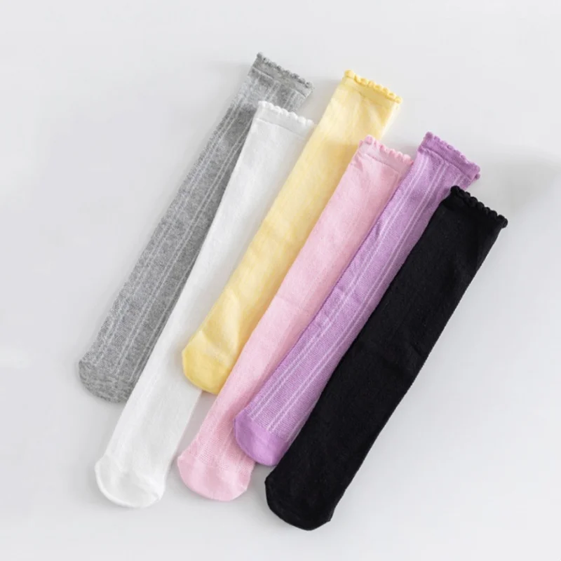 Kids Socks Children's Girl Knee High Long Socks 3-12Years White Color Princess Mesh Breathable School Spring Summer Fashion Kids Stockings