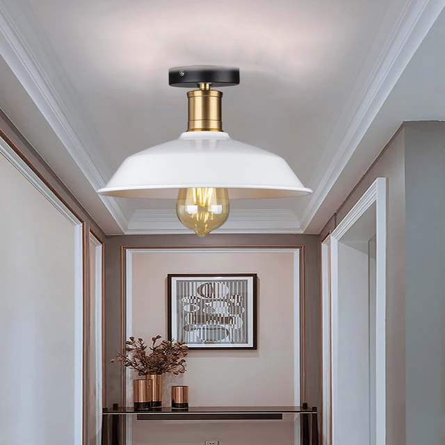 Industrial Metal Pendant Light - Vintage Modern Ceiling Shade, Adjustable Height, Warm White (30cm)
