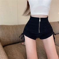 Womens Korean Drawstring Sexy Shorts Harajuku Zipper Lace-Up Yoga High Waist Pants Ladies Skinny Streetwear Shorts Plus Size - Image 2