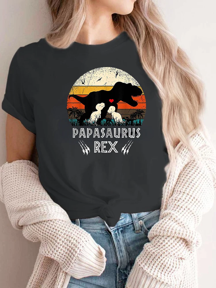 Papasaurus Rex T-shirt For Dad Men's Retro Dinosaur Father's Day_voghion.com
