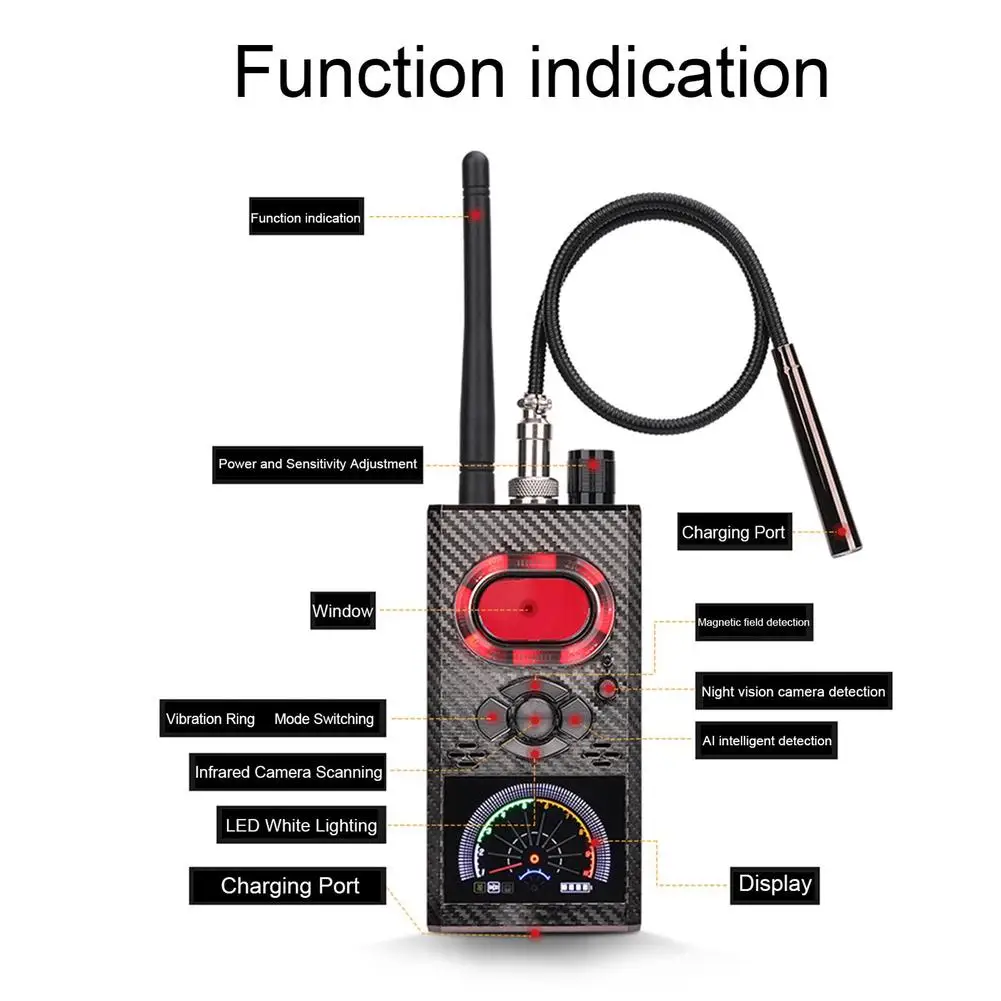 Anti Spy Camera Detector Radio Frequency Signal Wireless Camera Lens GPS Scanning Detector Multifunctional Detection Tool
