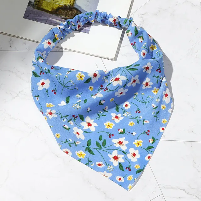 Summer vintage print flower beach bandana hair scarf fashion elastic rubber headbands for women girl hair