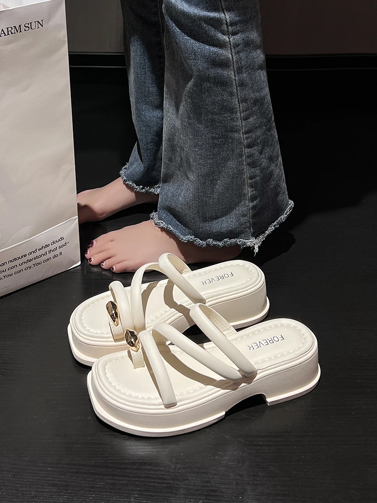 

Шлепанцы женские на платформе и каблуке, резиновые сандалии, повседневная обувь, Роскошные, В гавайском стиле, скандалы из искусственной кожи, 2023