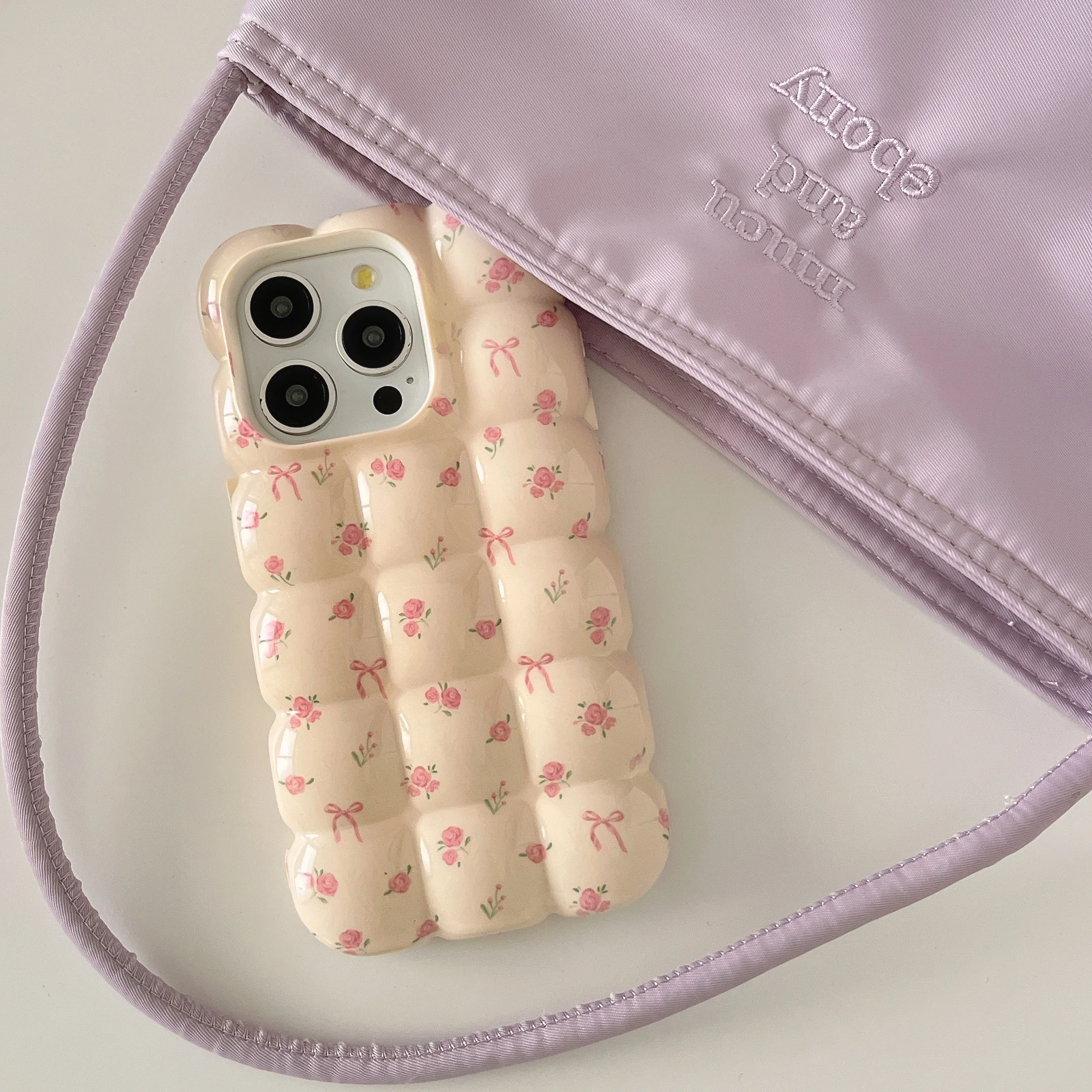 Lovely INS Vintage Flower Prints Egg Puffs Shape Cute Phone Case