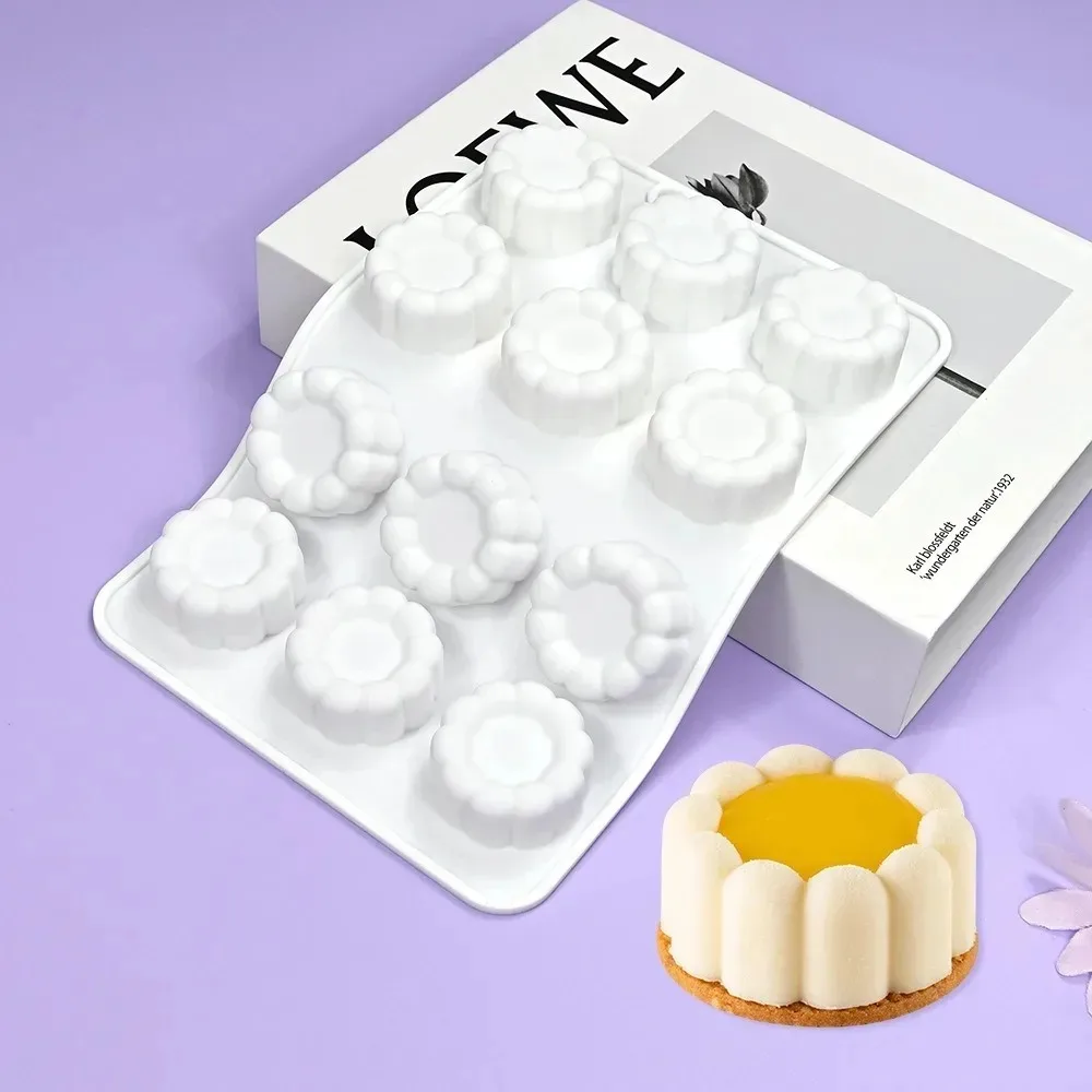 Silicone Molds for Baking, Flower Heart Star Shape Chocolate Mousse Cake Molds, Reusable Pastry Dessert Cups, Wedding Cake