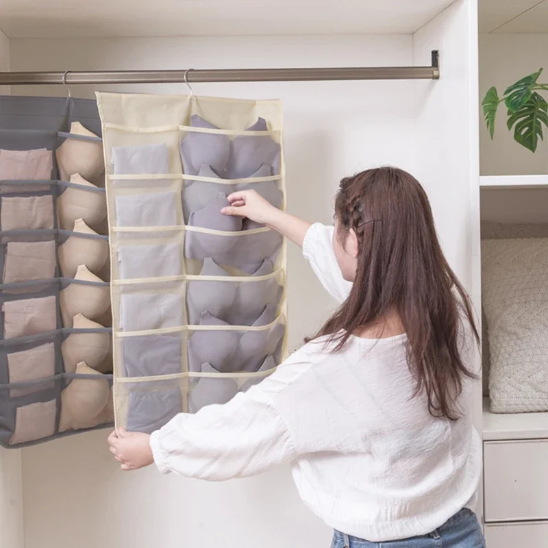 15/24/30/36 mesh double-sided hanging bag, socks, bra, underwear storage  bag, cabinet storage bag, double-sided storage bag