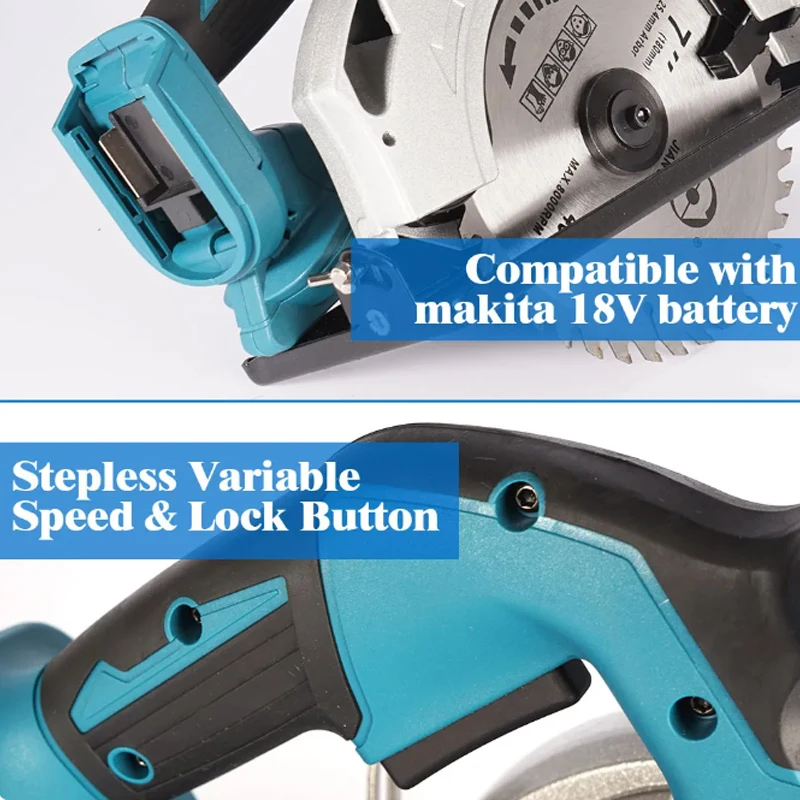 Brushless 5 Inch 125mm Electric Circular Saw Cordless 0-45° Adjustbale Woodworking Cutting Power Tool For Makita 18V Battery 4
