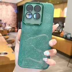 Glitter Full Lens Camera Protection Film Silicone Phone Case for Honor X6S (Green)
