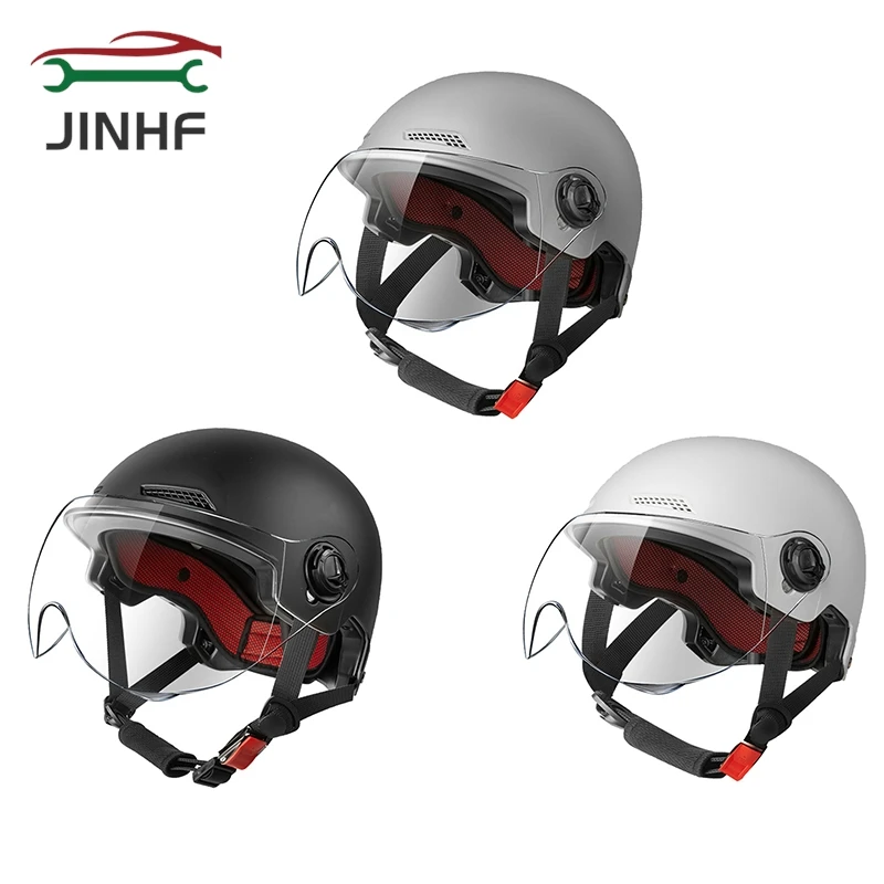 남녀공용 오토바이 헬멧, 전기 라이딩 렌즈 헬멧, 편안한 통풍 조절식 안전 헬멧..