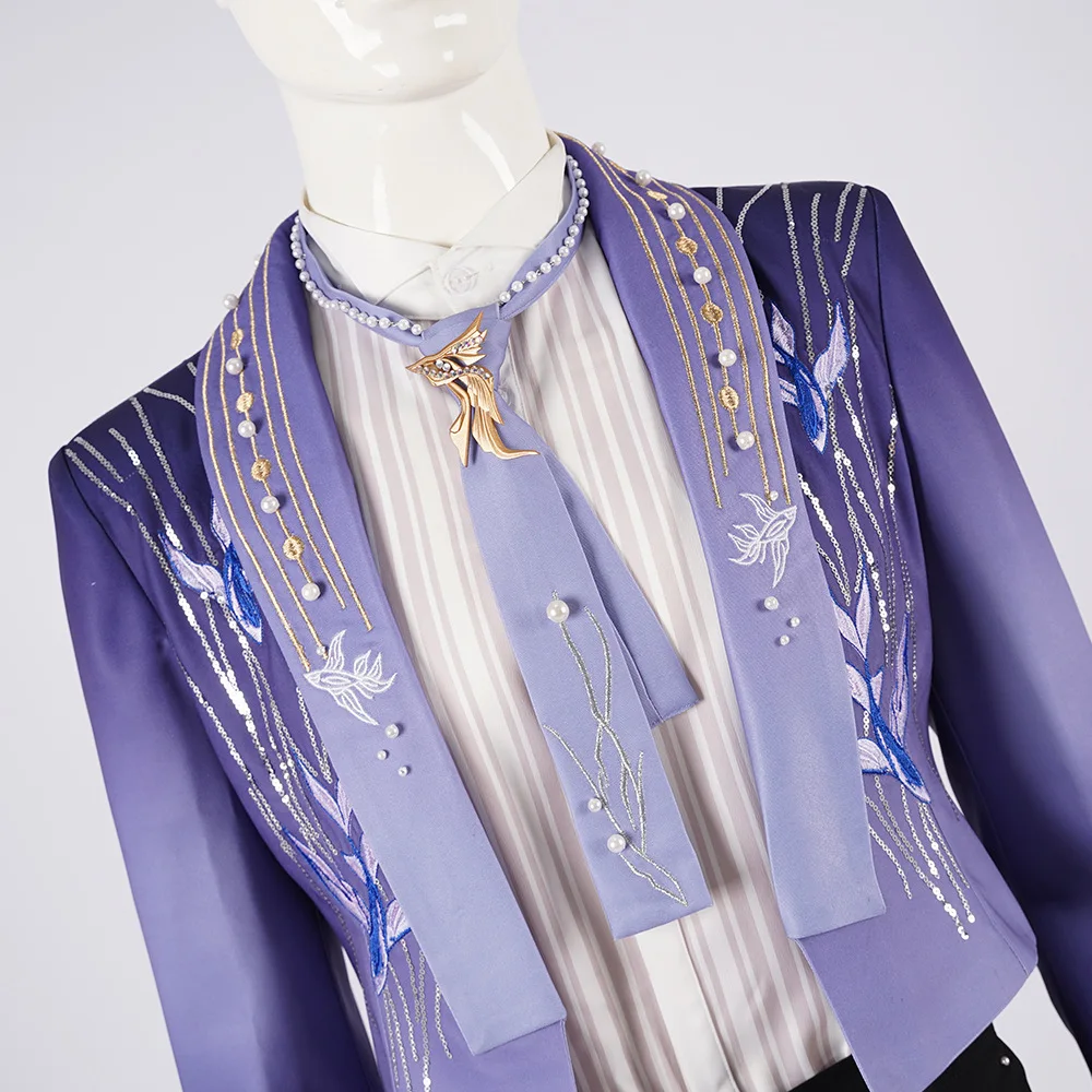 Love and Deepspace: Qi Yu | Fantasy Purple Cosplay Costume Set 44 Fantasy Purple Dress Coat Cosplay Costume