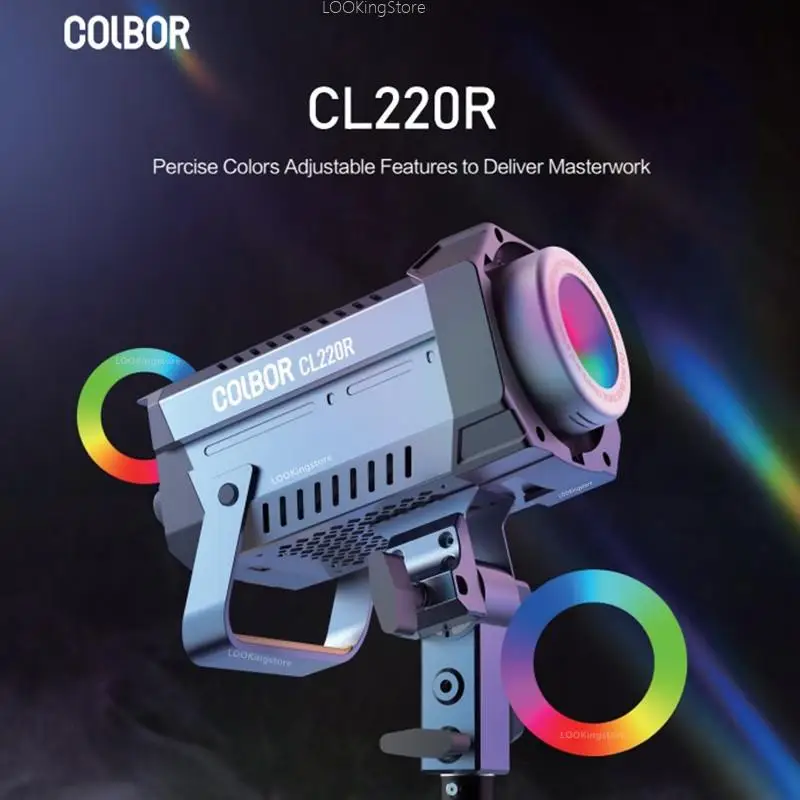 

COLBOR CL220 RGB 220W LED COB Video Light 220W Brighter Camera Light 2700K-6500K Noiseless Studio Photo Lamp for Photography