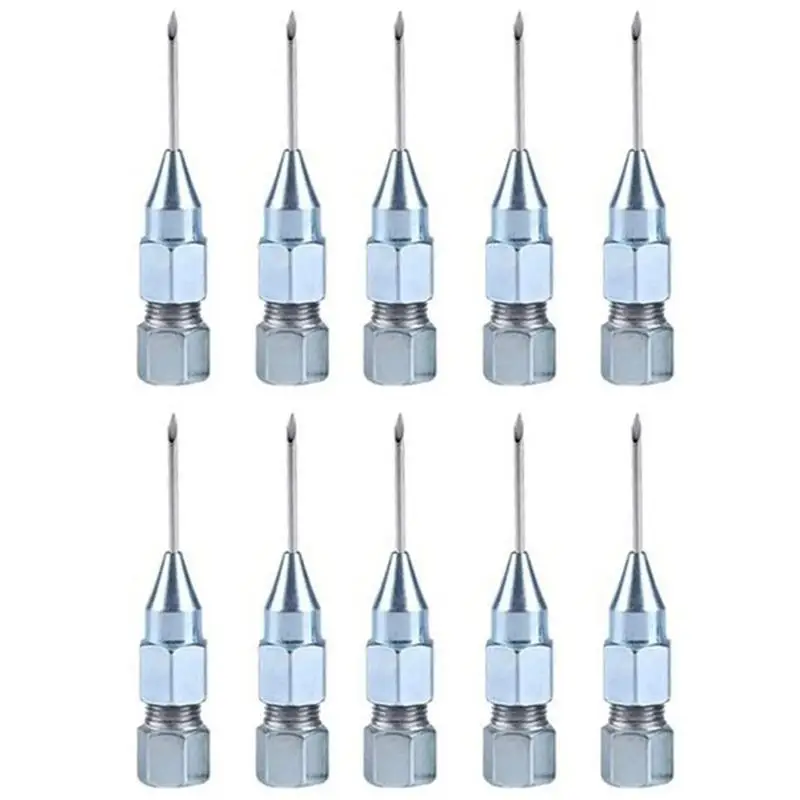 40pcs Grease Injector Needle Needle Grease Hose Adapter Stainless Steel Silver Long Bearing Applicator Dispenser