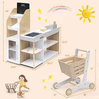 Costway Grocery Store Playset Pretend Play Supermarket Shopping Set with Cart 2