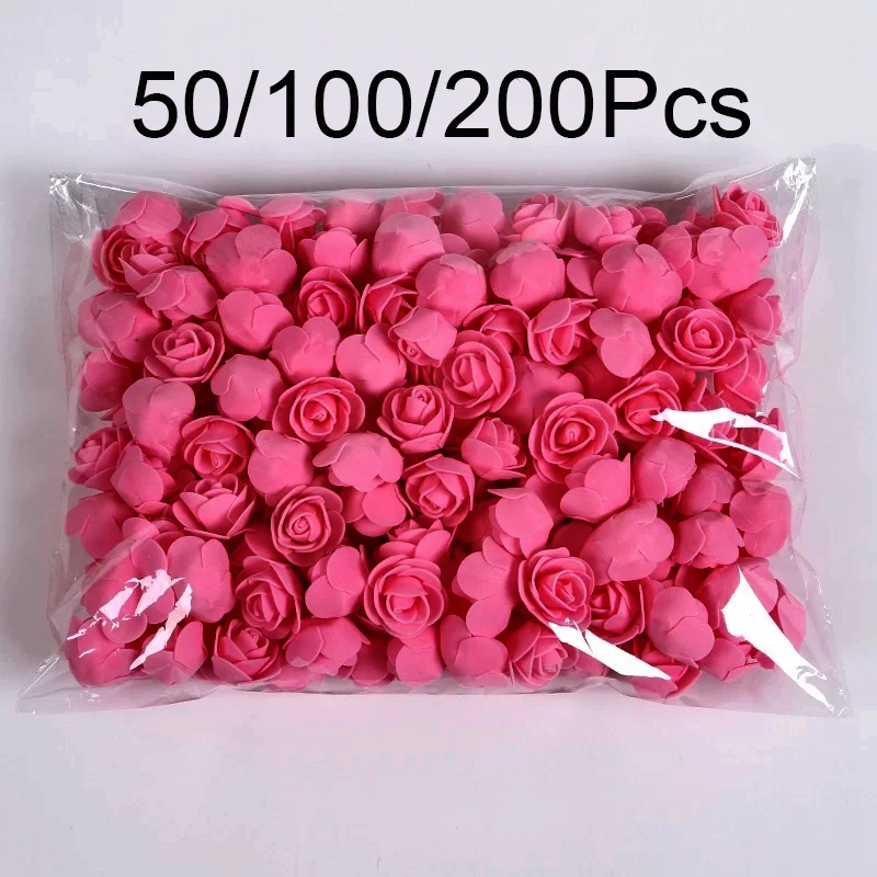 100 200pcs 3.5cm Mini Artificial Foam Rose Flower Head For Home Party