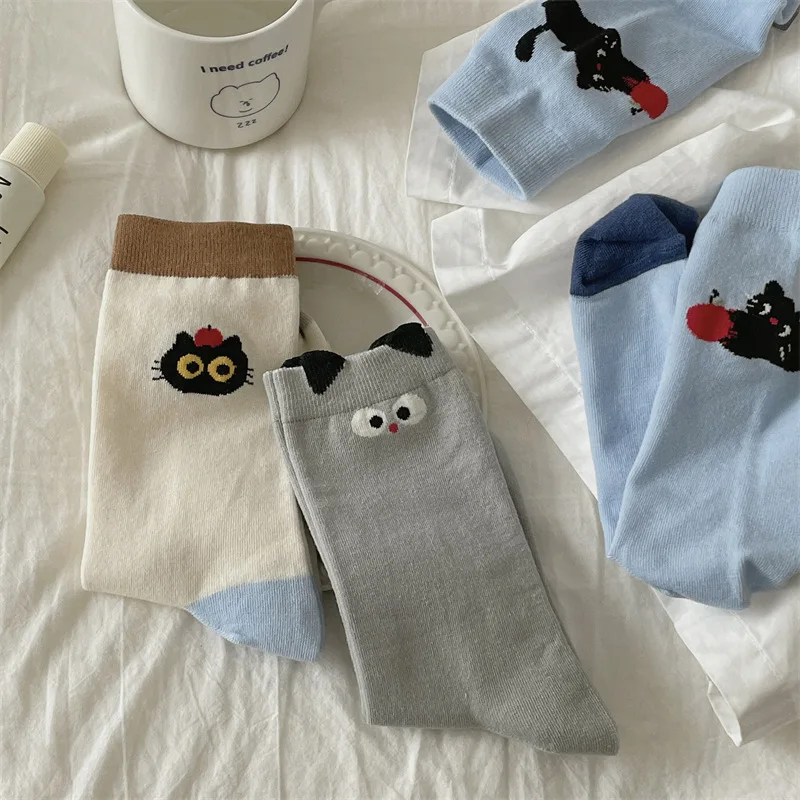 Socks For Women Cute New Novelties Fashion Cotton Breathable Funny Socks Female Casual Long Preppy Style Cartoon Socks Striped - 4