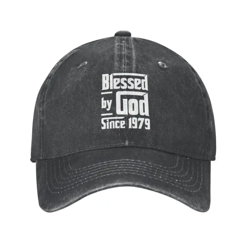 

Fashion Cotton Blessed By God Since 1979 Birthday Gifts Baseball Cap Men Women Personalized Adjustable Unisex Dad Hat Outdoor