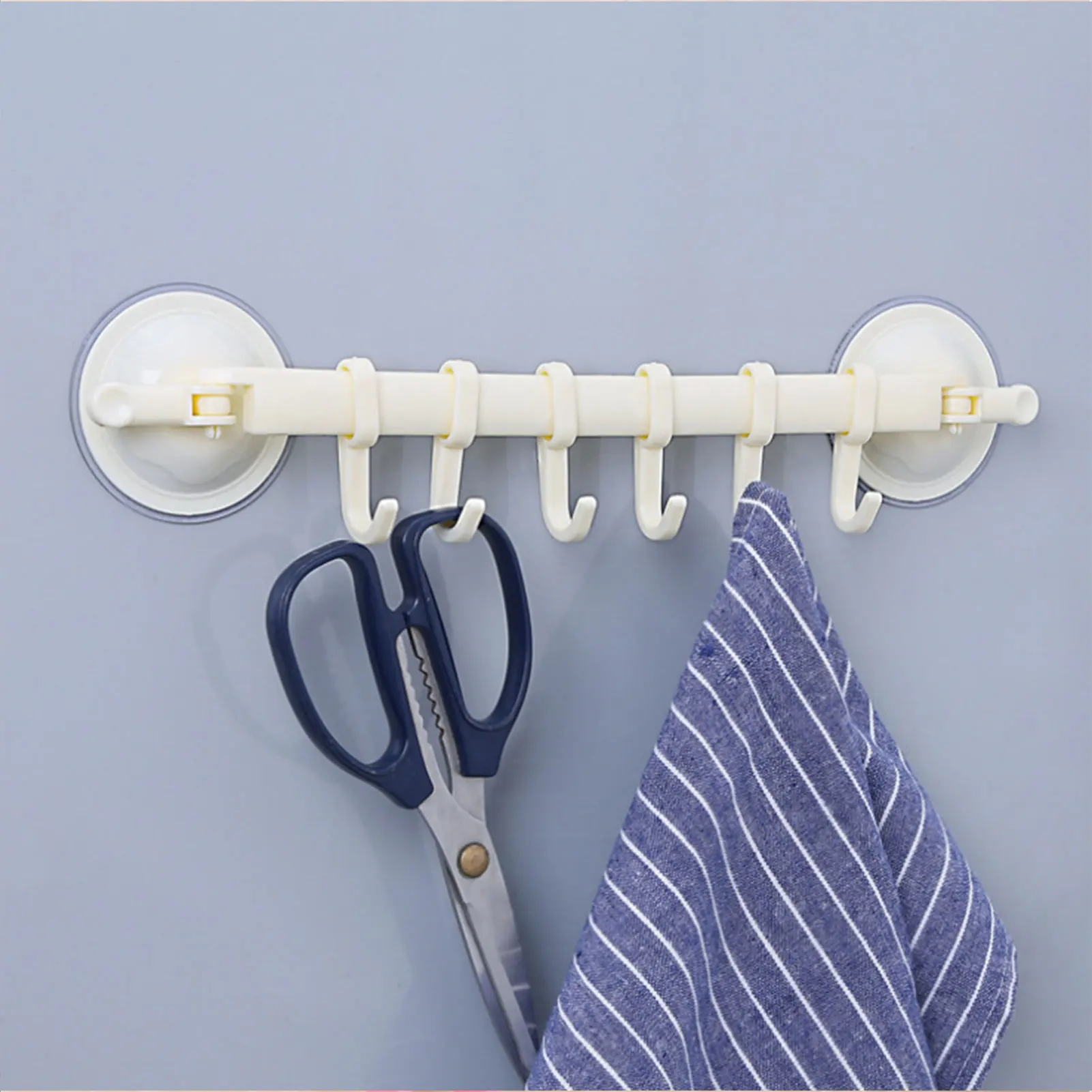 Suction Cup Kitchen Organizer Hook Rotatable Smooth Easy Storage Rack for Kitchen Living Room Bedrooms Bathrooms