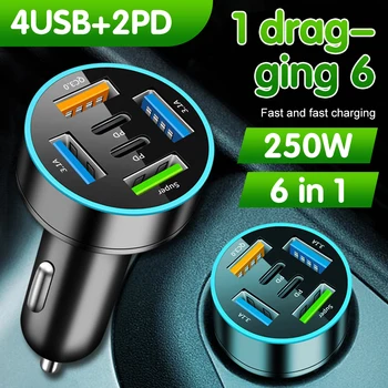 250W 5-Port PD & QC3.0 USB-C Car Charger 1