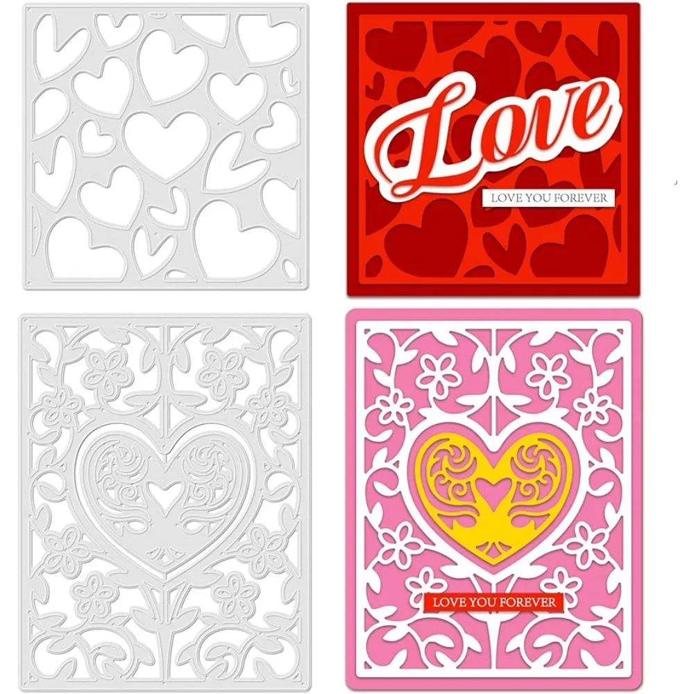 

Heart Background Cut Dies Love Heart Carbon Steel Die Cuts for DIY Crafting Embossing Stencil Template for Valentine's Day