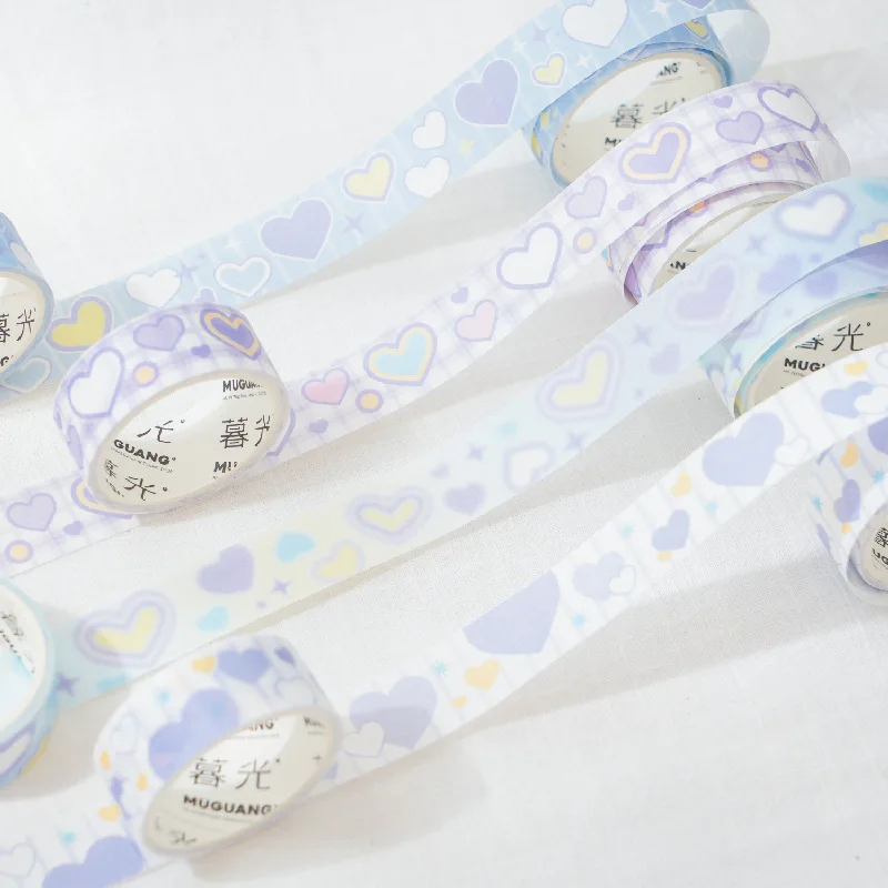 4Roll/lot Kawaii Star Love Heart Washi Tape Cute Korean Border Stickers Handbook Scrapbooking Collage Decoration Tape 3