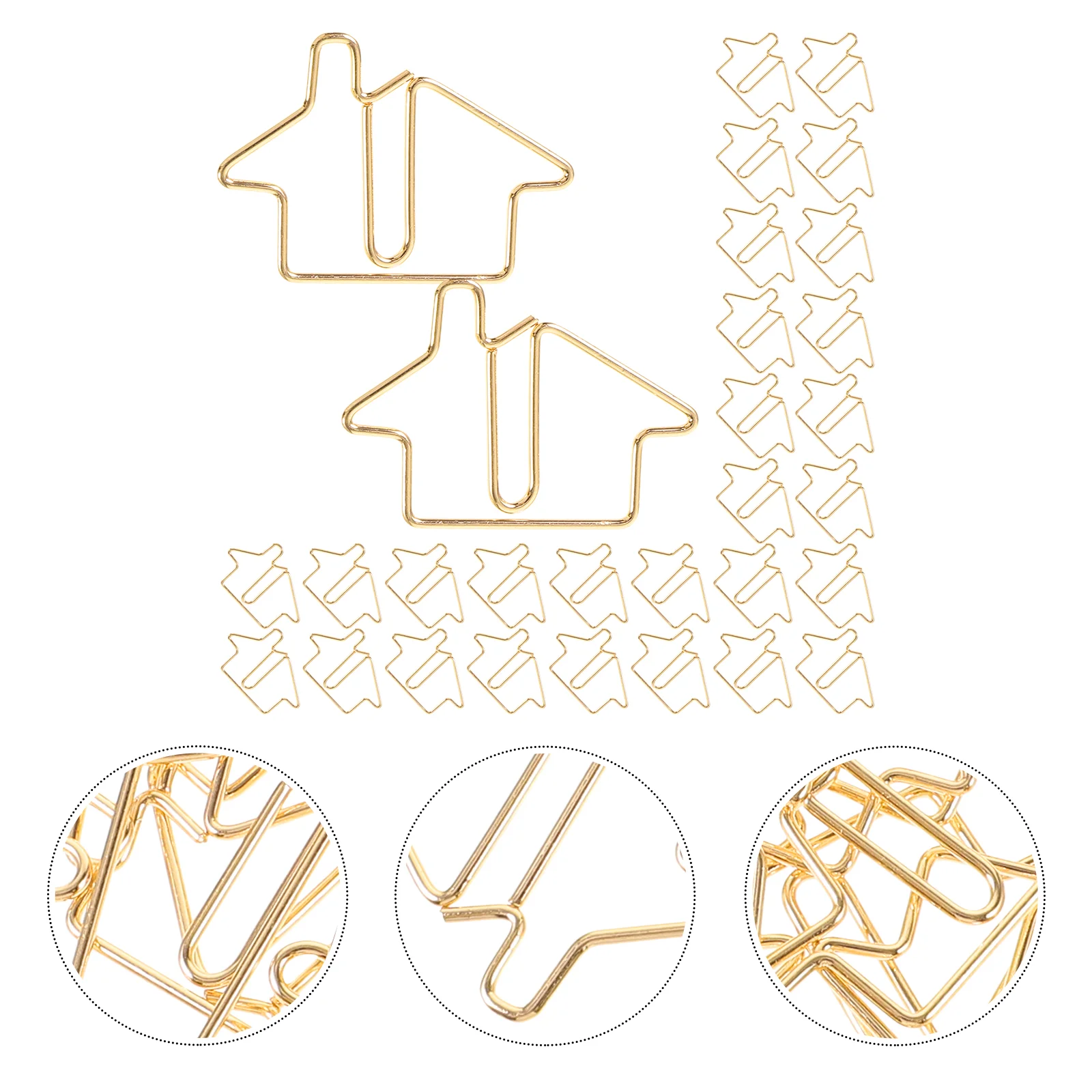 

50 Pcs Folders Special-shaped Paper Clip Metal House Bookmark Cute Cartoon 50pcs Gold Small Paperclips File Office Adorable