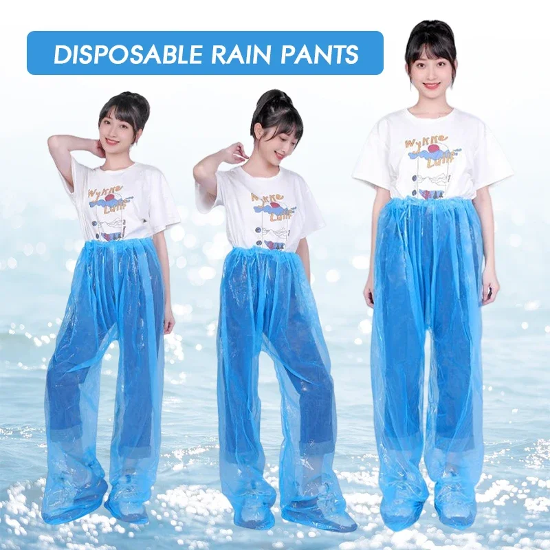 5/1PCS Disposable Raincoat Pants Portable Splash Proof Split Raincoat Outdoor Travel Drifting Cycling Feet-wrapped Rain Pants