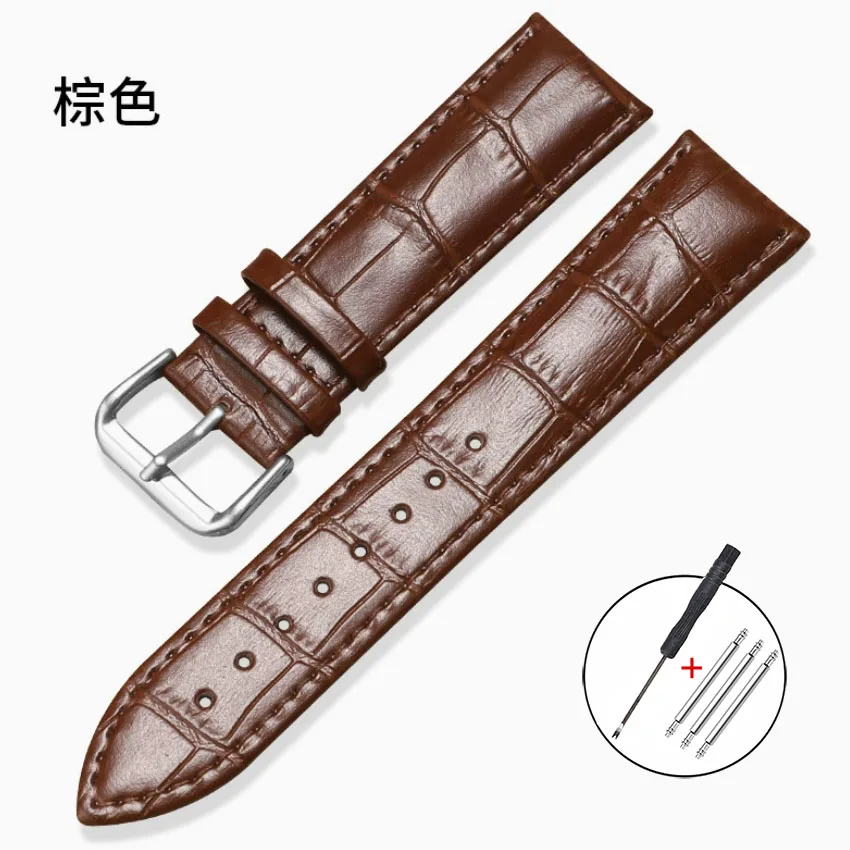 Elegant Genuine Leather Watch Strap: Soft Business Wristband with Pin Buckle