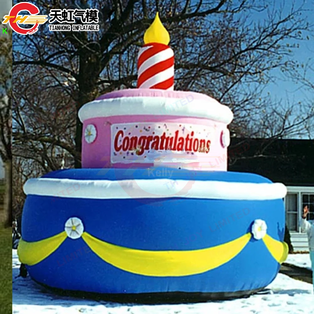 

Free Door Shipping 6m-20ft Giant Inflatable Cake Replica Happy Birthday Cakes Balloon for Party Event Decoration