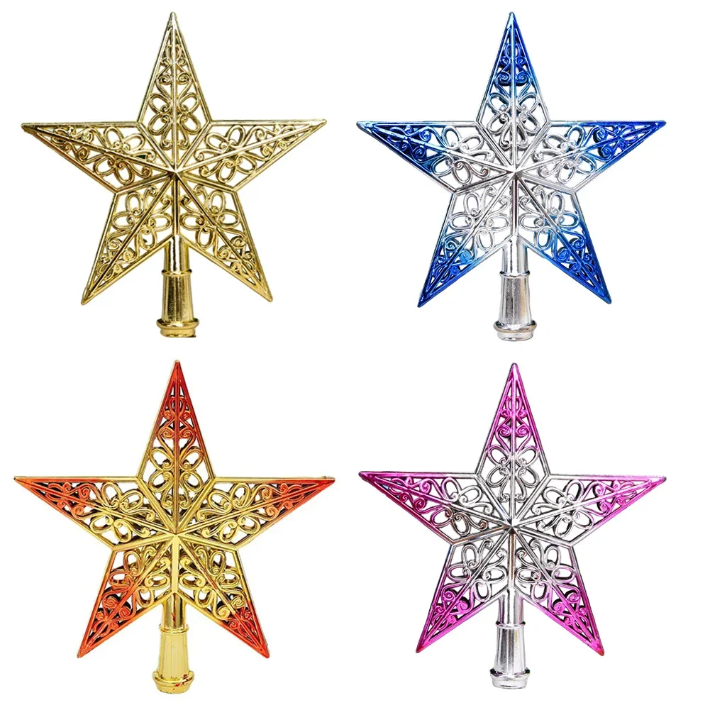 Estrella Hueca Para Árbol De Navidad Con Purpurina - Adorno De Metal Brillante (Blanco, 14/18/20 Cm) - Decoración Navideña