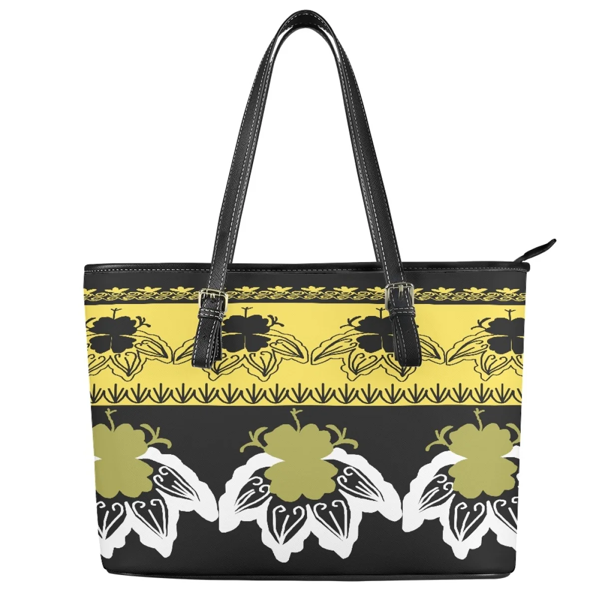 

New Polynesian traditional tribal style Pattern Print custom Large Leather Tote Bag Shoulder Ladies Handbags and purses