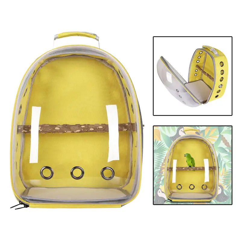 Birds Carrier Cage Transparent Double Shoulder Bird Bag Parrot Travel Standing Stick Knapsack Large Portable Outgoing Backpack