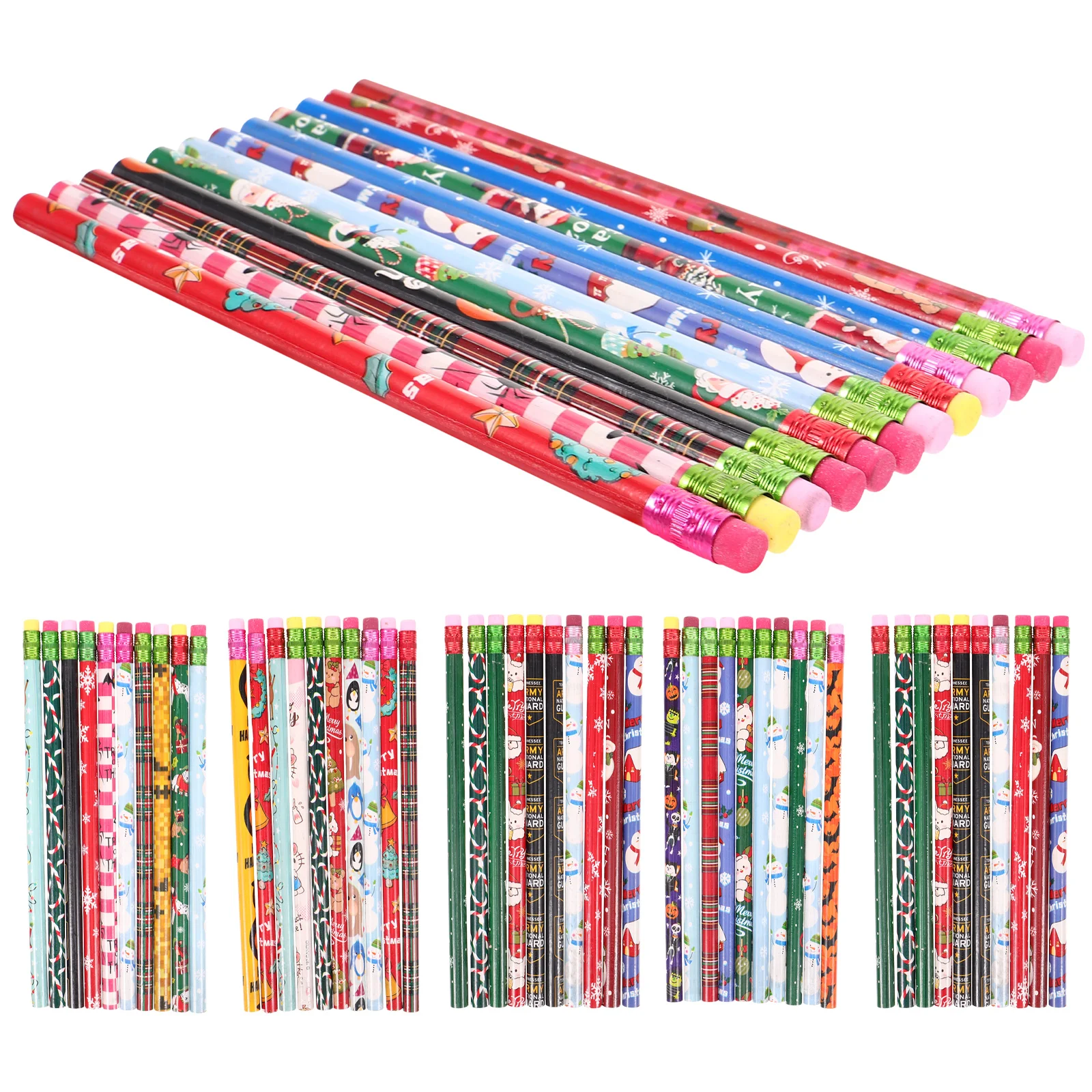 

Christmas Writing Pencils with Erasers Adorable Students Cartoon Painting Pencils Stationery for School Random Color