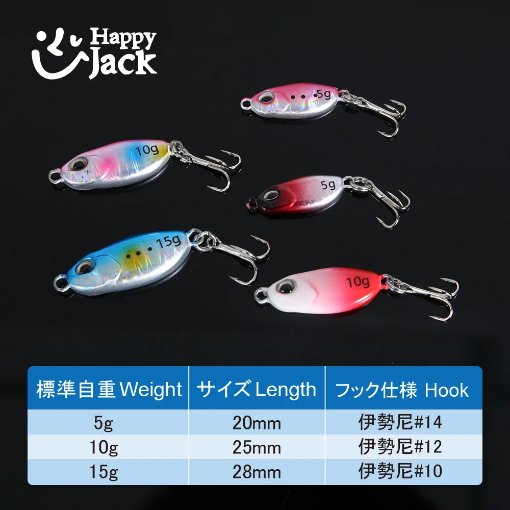 Happyjack new Metal Jig Spoon Lure Micro jig 5g 10g 15g Pesca Fishing Hard Artificial  Bait For Bass Saltwater Slow Jigging