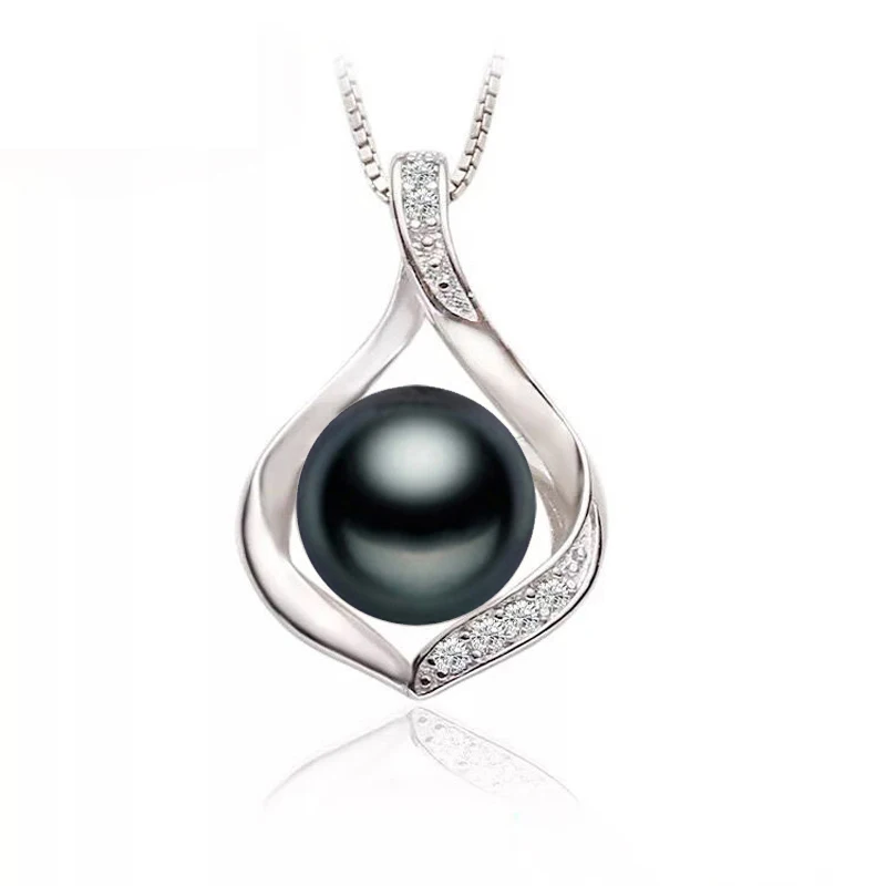Real Natural Freshwater Pearl Pendant Jewelry Woman 925 Silver Pearl Pendant On The Neck Wife Mother Birthday Gift White Black pendant necklace,silver pendant