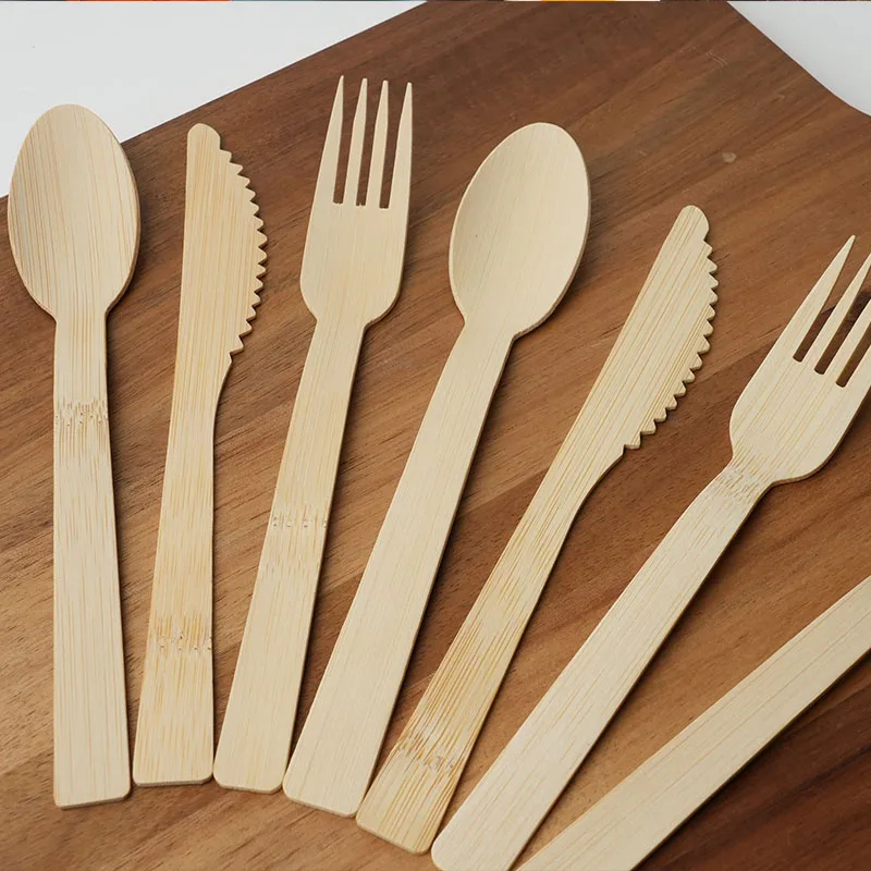 Premium Eco-Friendly Bamboo Cutlery Set - Smooth, High-End Disposable Utensils for Parties, Camping, and Weddings