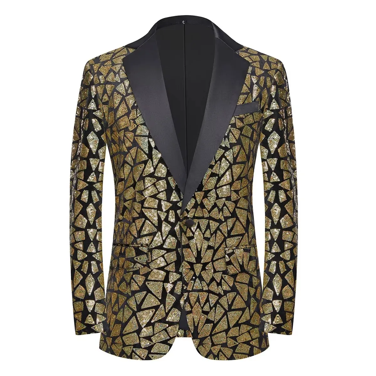 Glitter Silver Laser Mirror Blazer Coat Male Bar Nightclub Singer