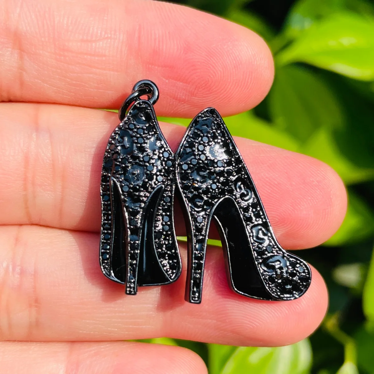 5pcs Leopard Printed High Heels Charms Zirconia Paved Fashion Shoe Pendants for Women Bracelet Necklace Making Jewelry Accessory