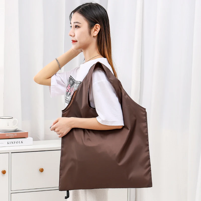  Reusable Bags Large Washable Market Shopping Bags Foldable Eco-Friendly Pocket Handbags For Travel Tote Bag Grocery Bag Pouch - 5
